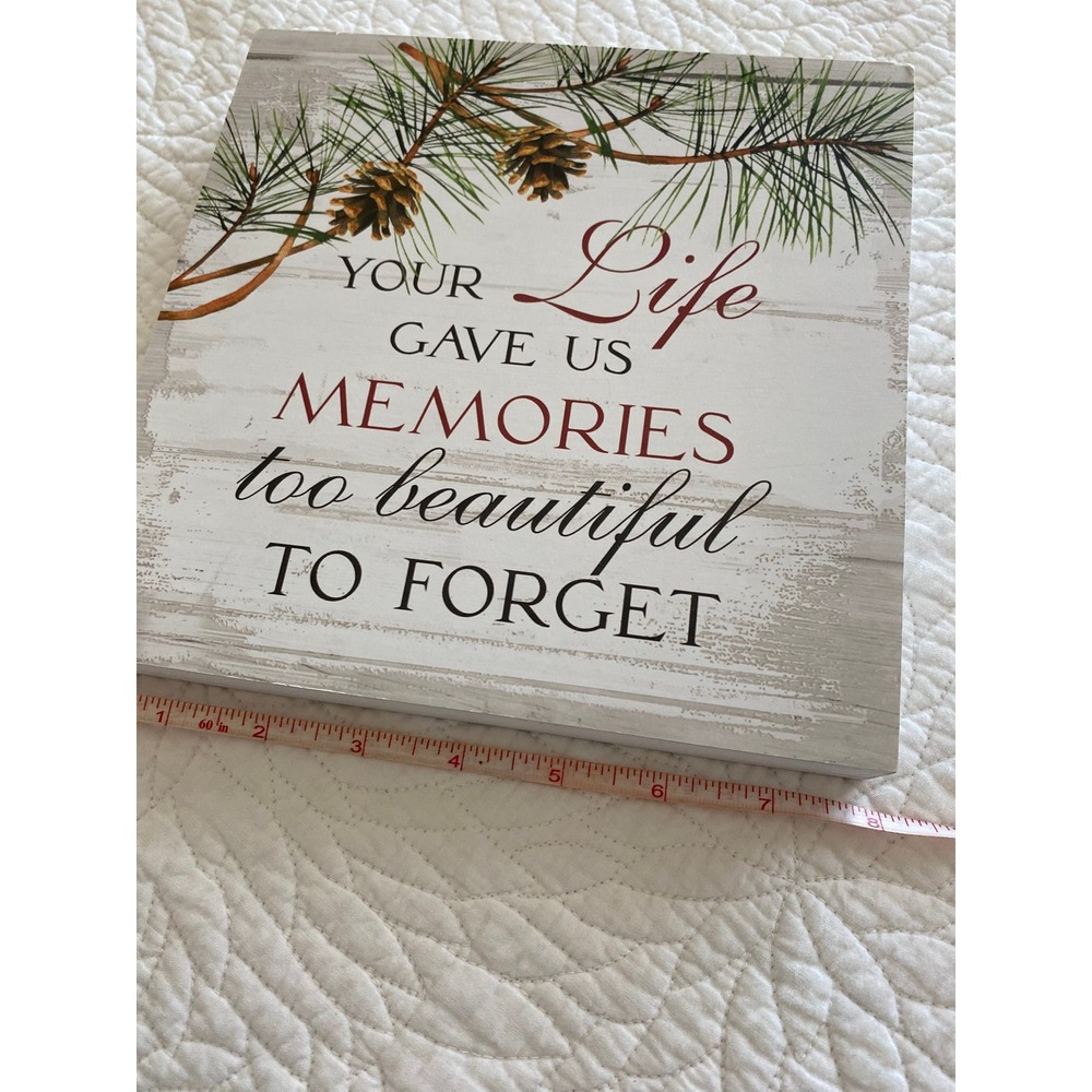 Unbranded Memorial Wall Plaque Unisex 8x8 White Excellent Pine Cone Decor Sign - Picture 2 of 6